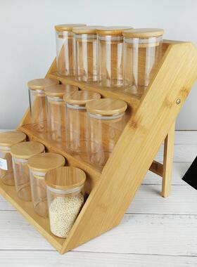 高硼硅玻璃调料罐架三层阶梯装套香料罐32762带支撑架厨房存储纳