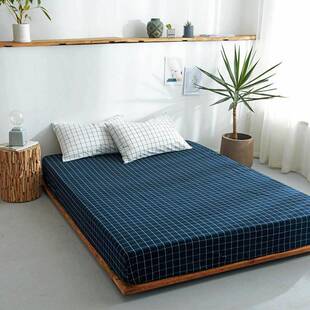 全m棉水洗棉笠单件固纯棉防滑定一米八床罩床垫套BOLP-011格子加