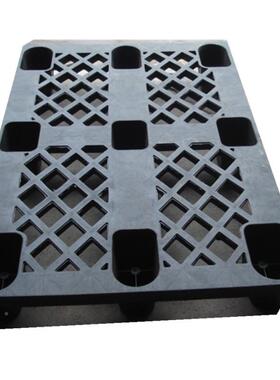 生产黑色塑接PYO料托盘网格九脚蓝叉车色卡板塑胶塑胶板拼货式架