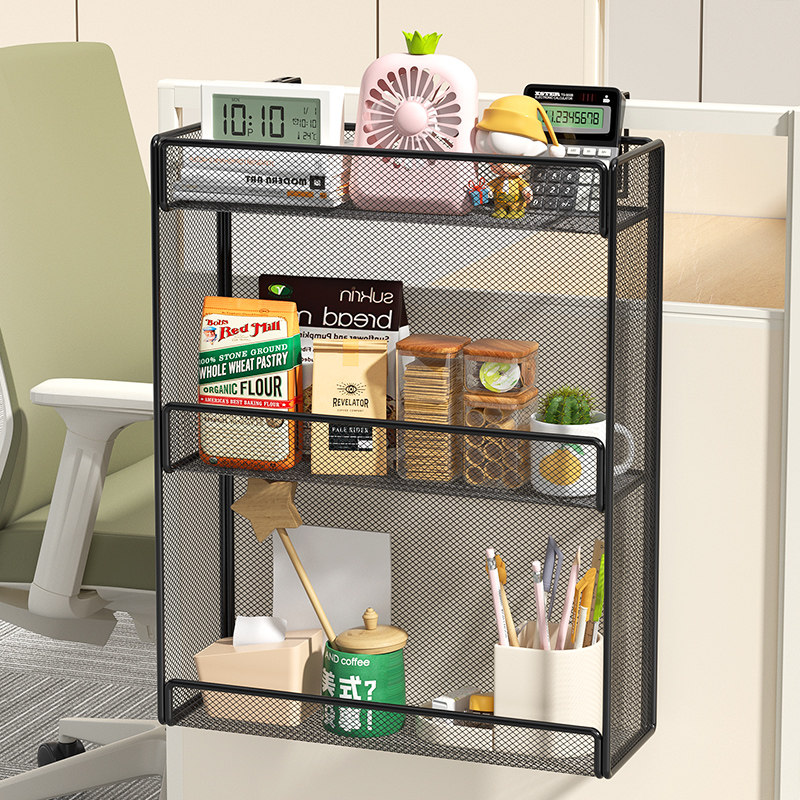 办公室收纳置物架工位整理神器桌面挂篮悬挂式宿舍V桌上台面用品