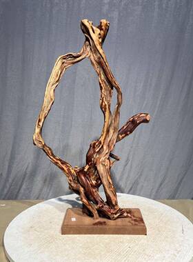 杜鹃化风枯木天然树根厅鸟站架艺术鹃根雕装客灯杜厂家直供根一木