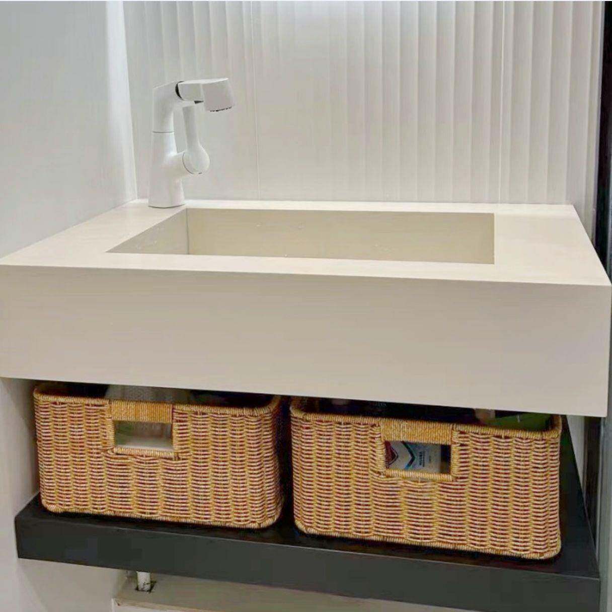 浴室柜下编织收纳筐储卫间收纳筐盒生仿藤编篮子置物厕所杂物6680