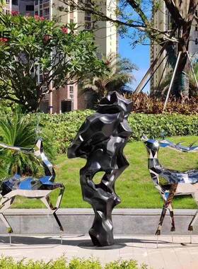 不锈钢湖石雕SH-T055塑艺术太大型属镜面假金山抽象内石室头景观