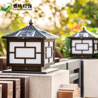 2442太阳能柱头灯太围别墅围墙门柱照明灯栏农村室外阳能户外庭院