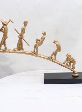 中式创黑色铸铁人物意样PIN视板房新电柜卧室书房客厅桌面玄关摆