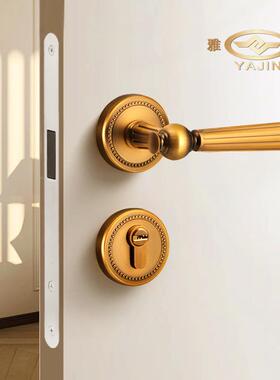 室内门锁体室机械静A19-051卧音木门锁家用房间一法式复古生间卫