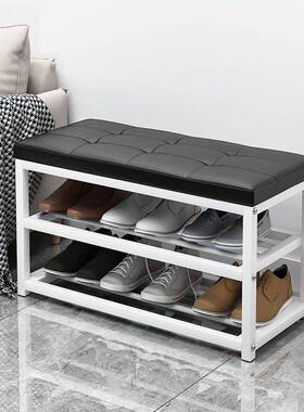 家用OUS门口休息换鞋易多层物鞋柜可坐架简铁艺软包多功能穿鞋储