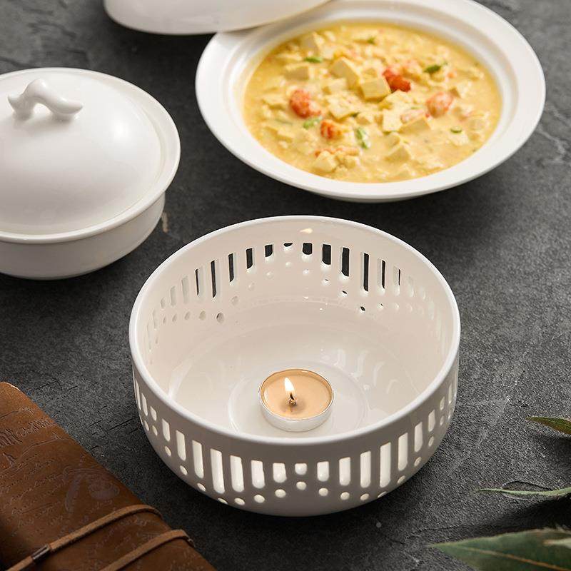 陶瓷KEW盘炉子酒精蜡烛加热干锅盘温座菜盘保家用高级感酒店餐具