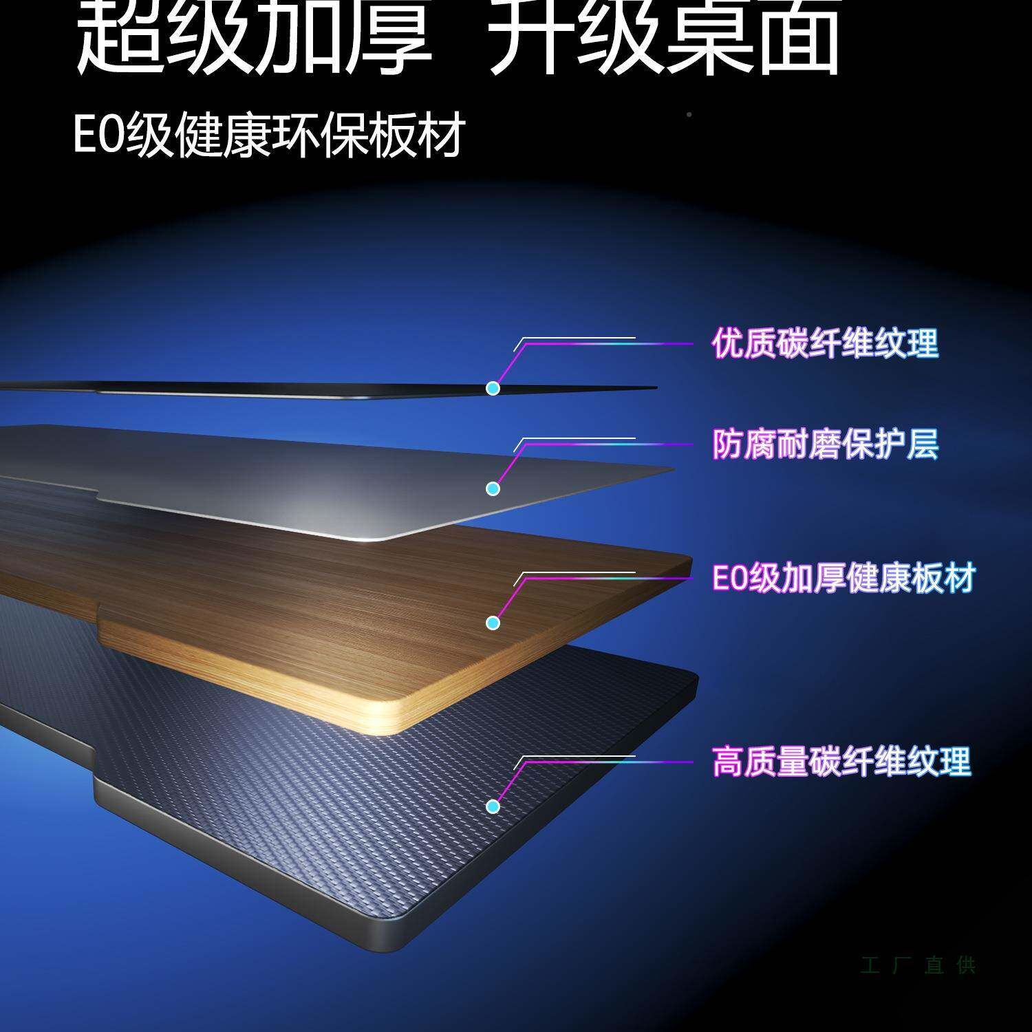 电竞桌桌台式家用可电脑可主机碳纤放维桌985子简约书桌卧室装机
