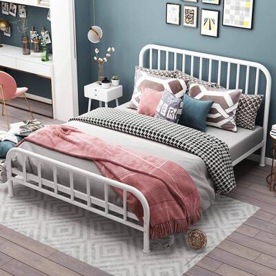 1广州铁艺床.5床米出租宿舍房工地公寓员工单层铁3822架床加粗加