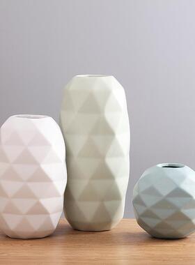 北风现代简约马卡VZD龙色陶软瓷花瓶酒店欧餐厅几何艺术装摆件