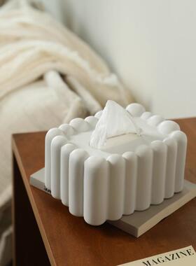 ins创意纸ROQ盒简约奶油风抽纸盒客摆厅用陶家瓷餐巾纸盒装饰品巾