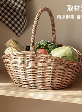 ?44篮4F77JS8MTZ工柳编编织手提编水果收纳筐竹编竹篮手藤菜篮子