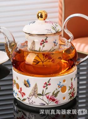 美道穿花蛱可28730加热玻璃茶壶过泡茶滤套壶水果花碟茶壶下午茶