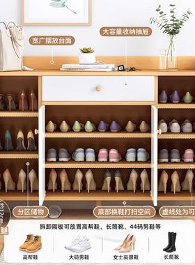家能用简易鞋柜子门厅柜多功玄关柜易门B33D木口鞋柜简鞋架子质