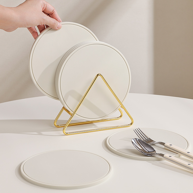 奶油风硅胶隔热垫碗垫砂锅垫子耐高温锅垫防烫V餐桌垫北欧餐垫