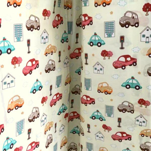 卡通小汽车纯棉斜纹布料2.35米宽全棉幼儿园定做床单被套枕套面料