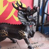 铜麒麟摆件一对大号铜火麒麟铜家居客厅摆设工艺品