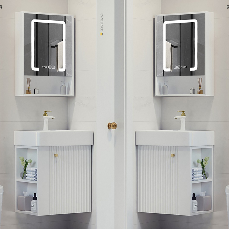智能镜小户型浴室柜50CM实木现代简约小号挂墙落地式洗Z手盆柜组