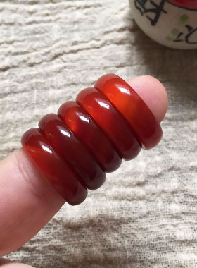 红玛瑙网红食指戒指男女本命年 转运G招财气质玉石戒指环情侣饰品