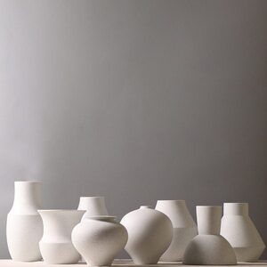 北欧简约陶瓷花瓶样板房客厅插花装饰品白色泼墨点点创意摆件现代