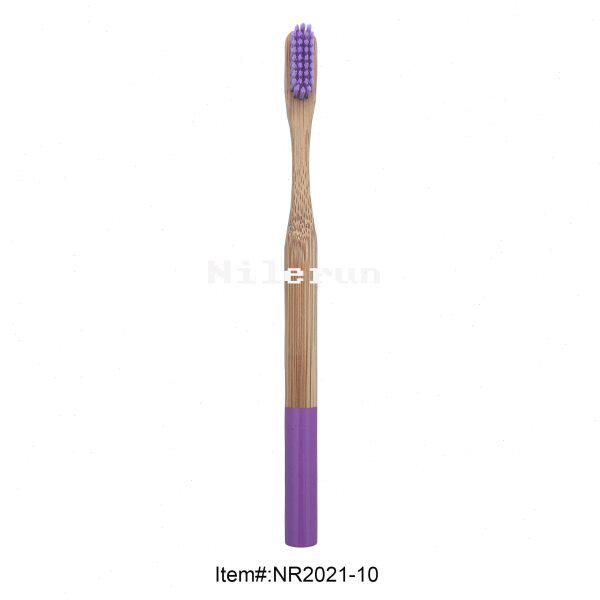 紫色软毛刷紫色圆柄竹质牙刷 激光雕刻个性定制日用品