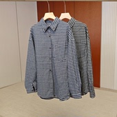 长袖 复古格纹衬衫 翻领百搭衬衣ONSC165595473 妍妍粉丝专享