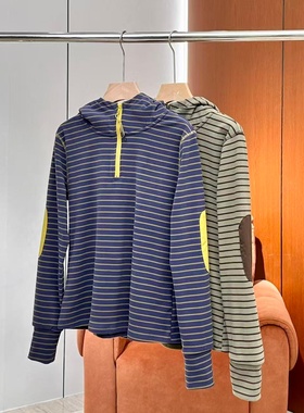 【妍妍粉丝专享】25新款百搭条纹撞色连帽卫衣ONSD2015115707