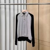 POLO领上衣ONSC04615942 格纹印花撞色拼接长袖 妍妍粉丝专享