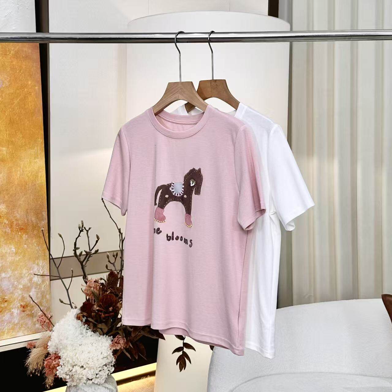 【妍妍】小马印花短袖T恤女夏季宽松短袖ONST217636202