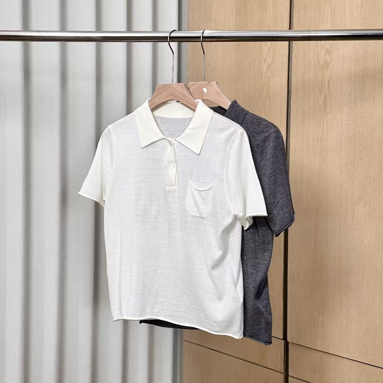 【妍妍粉丝专享】26春季丝光羊毛混纺纱线Polo短袖ONSM24615988