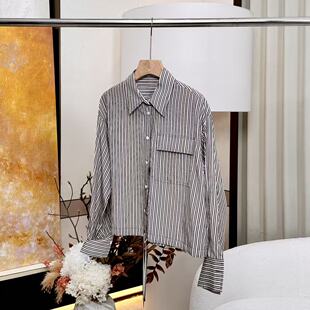 真丝条纹抽绳翻领衬衫 26新款 ONWJ04626019 妍妍粉丝专享
