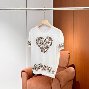 针织衫 撞色爱心花卉刺绣短袖 26新款 ONSM04636155 妍妍粉丝专享