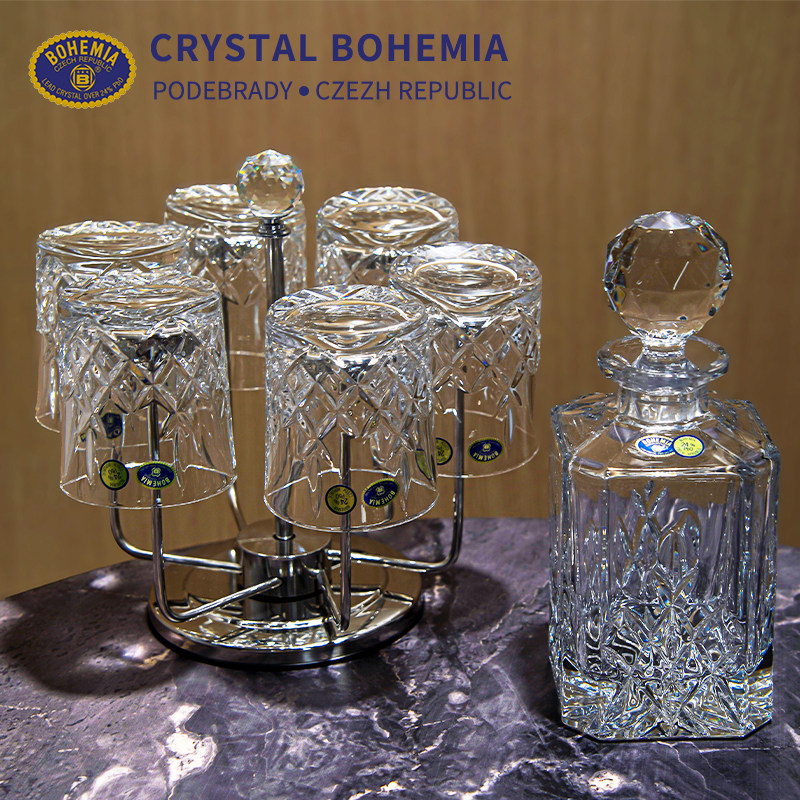 捷克进口BOHEMIA威士忌酒杯洋酒杯水晶解压杯玻璃杯子套装啤酒杯