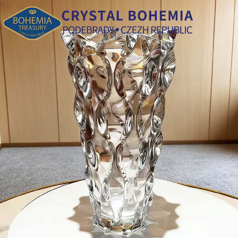 捷克原装进口BOHEMIA水晶玻璃花瓶高端轻奢客厅装饰摆件
