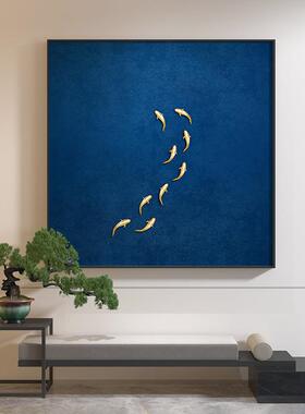 新中式玄关装禅饰画绿色风山水景装饰意客挂禅意新中画背景墙厅壁