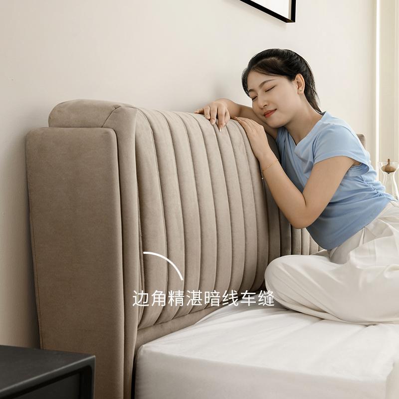 联邦家具科技布床北欧布艺床简约现代软靠背床头主卧婚床单双人床