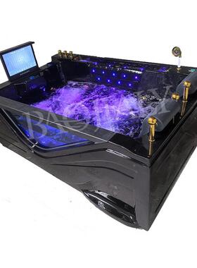 黑色按摩722能浴智双人冲家用多功能浪按摩恒温加热亚缸克力浴缸