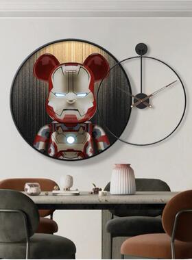 202al2023073新款轻奢餐厅饰时画钟钟表饭厅歺餐厅画现挂代简约餐