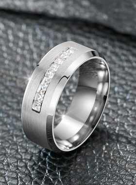 男戒指大码不褪色微镶锆石时尚个性胖手大号适合胖手的食指指环潮