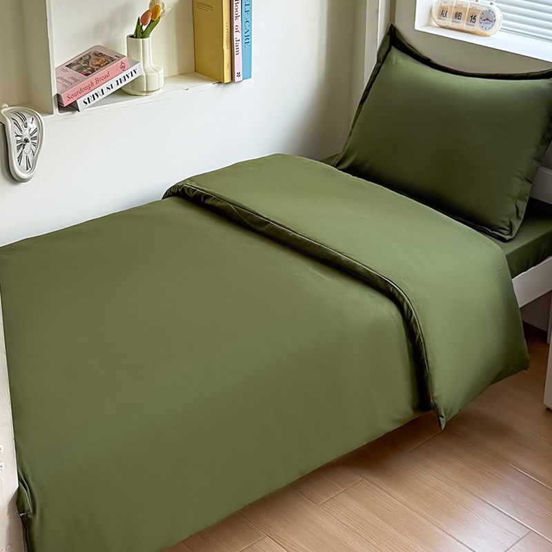 大学生宿舍床上三件套p军训被套军绿色床单人工地被褥被子全套整