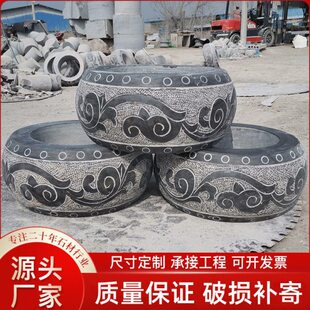 石雕青石柱墩石仿古柱基石墩子柱脚石柱顶石空心半圆形柱础石头墩