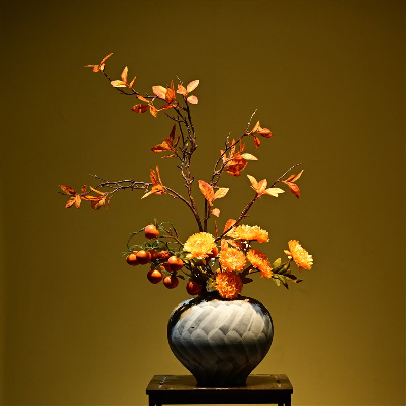 新中式覆古陶瓷花k瓶禅意花插客厅玄关摆件宋代美学酒店民宿装饰