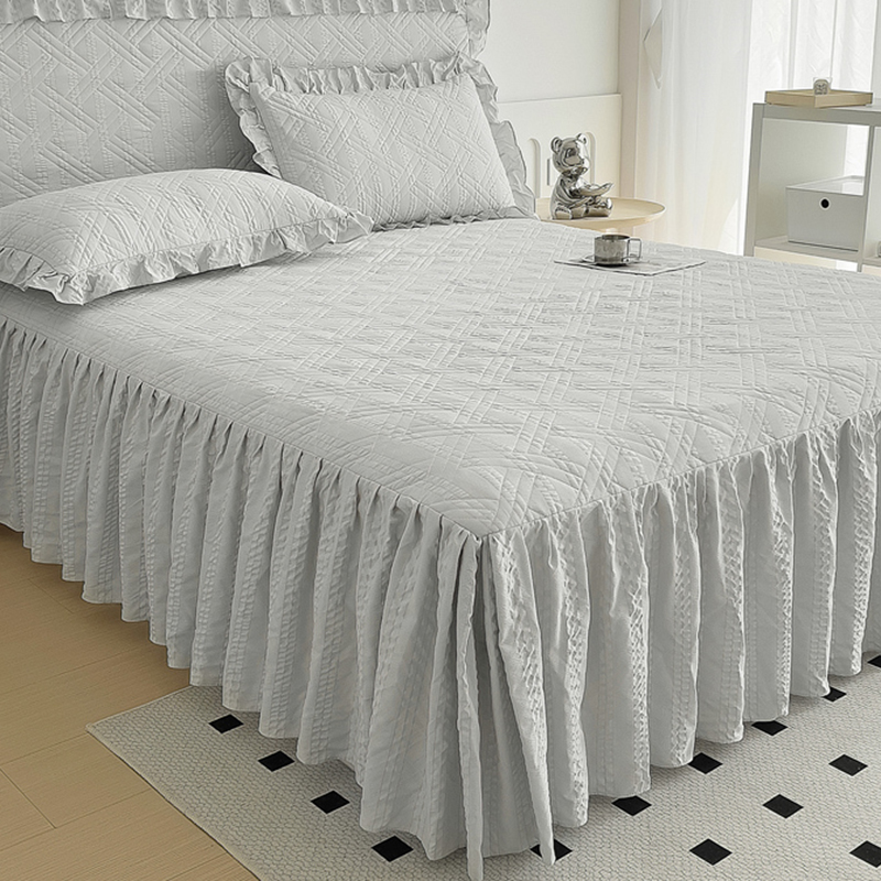 亲肤水洗泡泡棉夹棉床裙单件公y主床单带裙边1.5米床罩床套可机洗