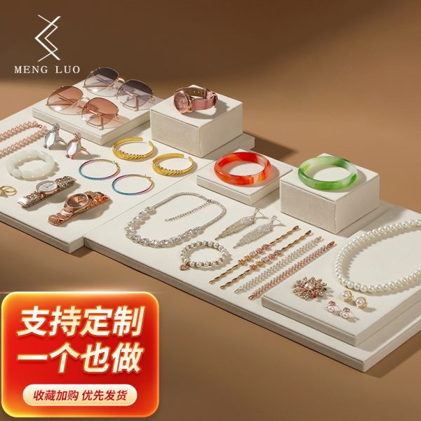 绒布饰品展示架珠宝店柜台放首饰托盘陈列展示台摆件收纳垫板道具图片