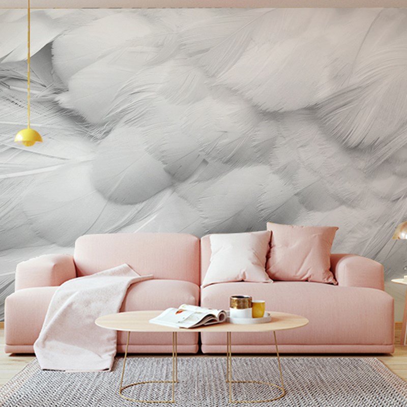 销3d立体北欧风壁布艺术抽象羽毛壁纸沙发客厅电视背Y景墙纸卧室