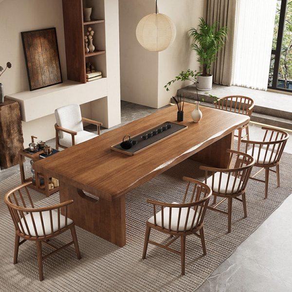 侘寂实木大板茶桌家用茶台泡茶桌椅组合原木一桌五椅现代简约客厅,住宅家具,家用茶台/茶桌,淘宝优惠券,粉丝福利购,淘宝优惠卷