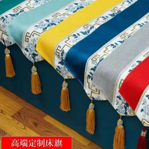 高档床旗足浴足疗店沙发装饰凳巾酒店按摩床尾巾新中式床盖垫简约,居家布艺,沙发垫,淘宝优惠券,粉丝福利购,淘宝优惠卷