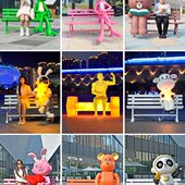 户外卡通动物座椅雕塑玻璃钢网红创意坐凳景区公园椅商场美陈摆件