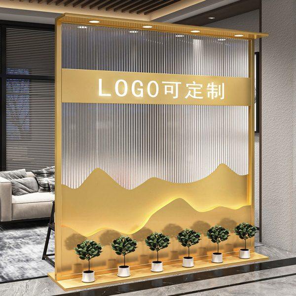 轻奢简约办公隔断玄关背景墙入户装饰铁艺带灯山水灯形象墙免打孔,商业/办公家具,办公屏风/隔断,淘宝优惠券,粉丝福利购,淘宝优惠卷